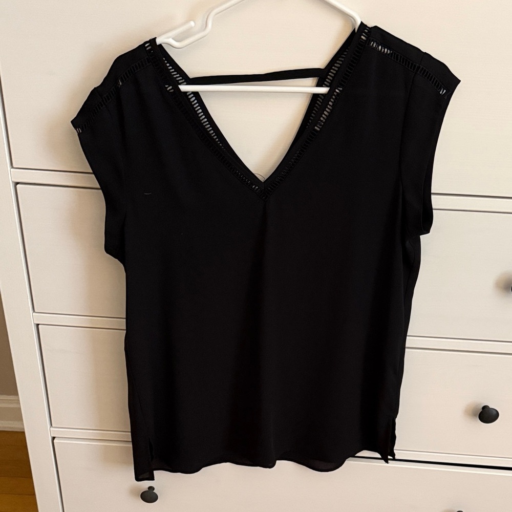 DR2 Black V-Neck Women's Blouse
